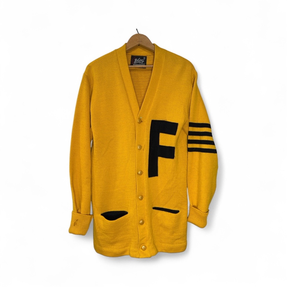 Vintage Whiting Los Angeles Yellow Knit Cardigan 1950’s sz 38